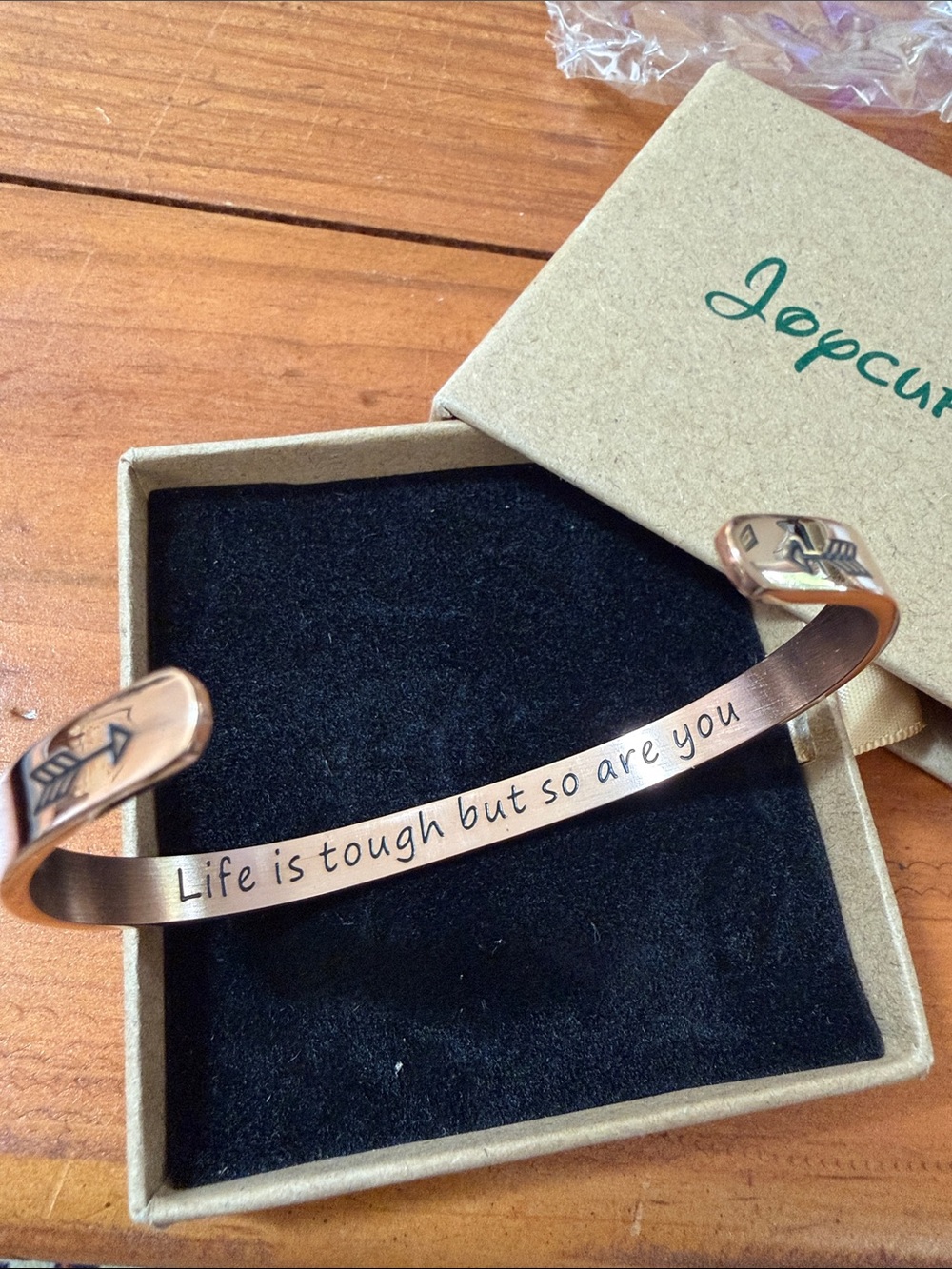 🔥🔥  Joycuff Copper (colored) Inspirational Cuff Bracelet, NIB